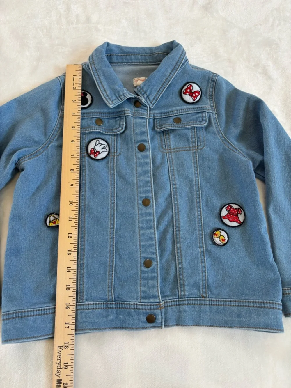 Disney Denim Jacket Girl’s Mickey & Minnie Mouse Patches Blue Jean Size 10